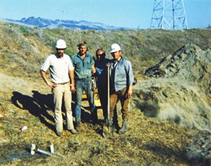 The 1971 HDD river crossing of the Pajaro River in California was accomplished by Martin Cherrington (left) and his crew.