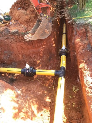 Frontier Natural Gas used more than 50,000 feet of the new pipe in its 100-psi gas distribution system. 